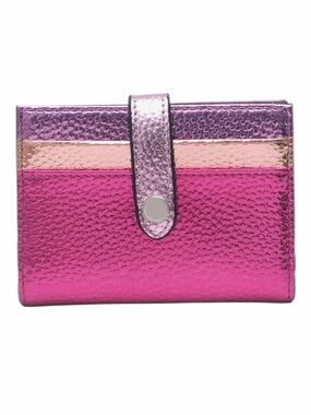 Metallic Pink Tri-Tone Compact Cardholder Wallet New